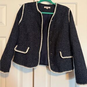 Nanette Lepore Navy Blazer with White Accents